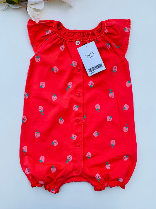 Next Red Strawberry Print Romper