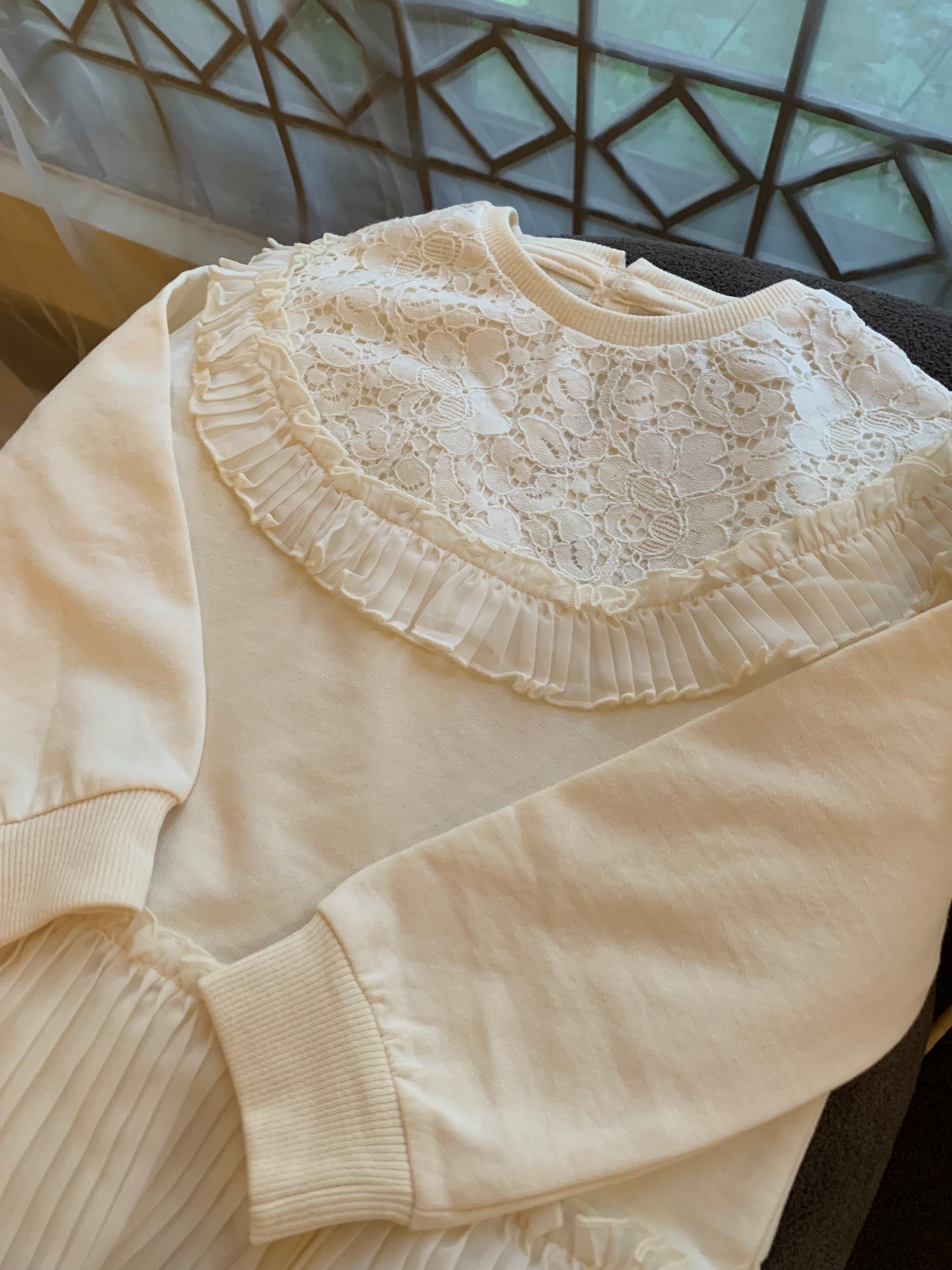 George Lace Panel Frill Sweatshirt Dress