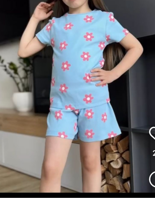 George Ribbed pink Floral Shirt & Shorts Set
