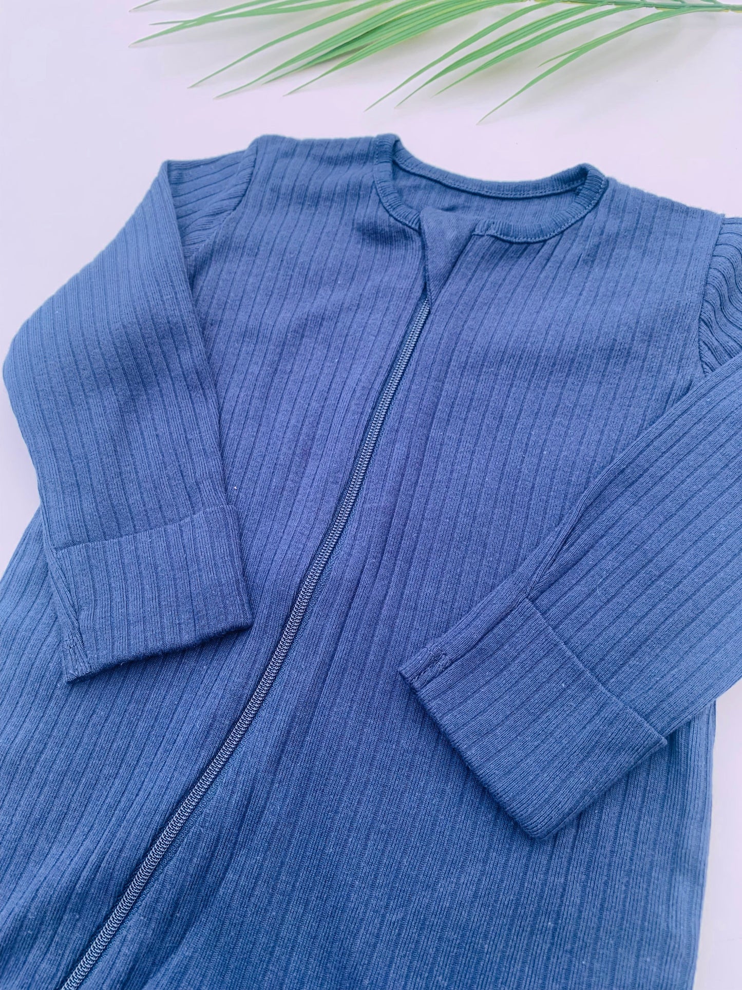 George Ribbed Navy Blue Sleepsuit