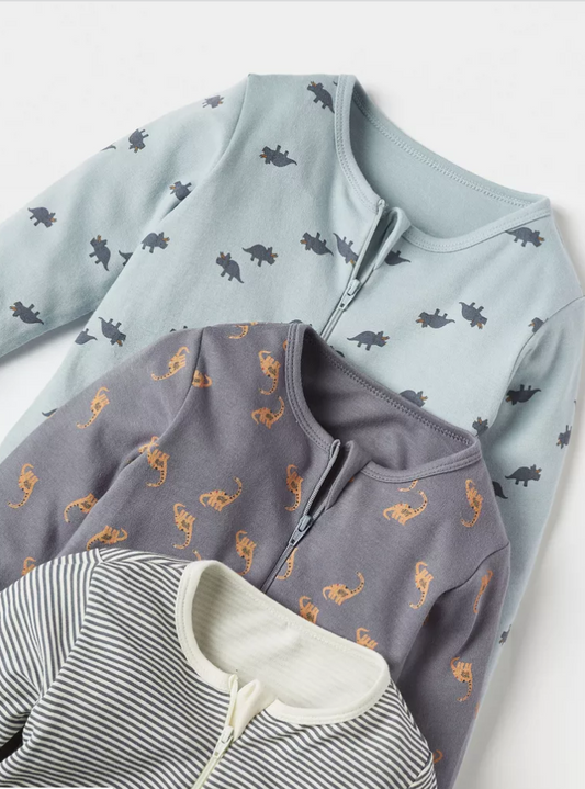 Juniors Dino print zipped Sleepsuit