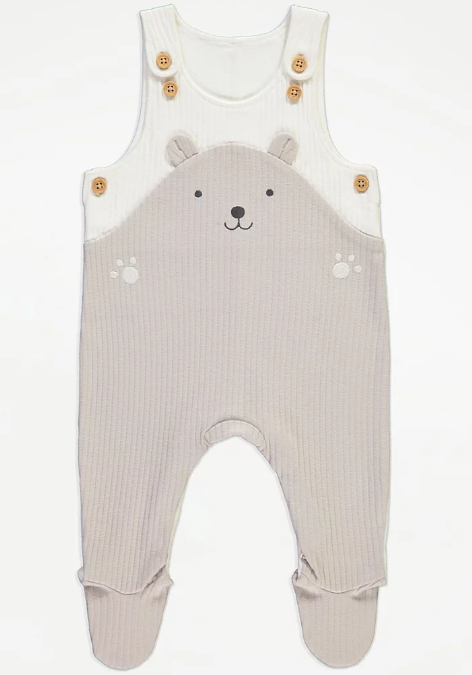 George Neutral Bear Striped Bodysuit and Dungaree Set