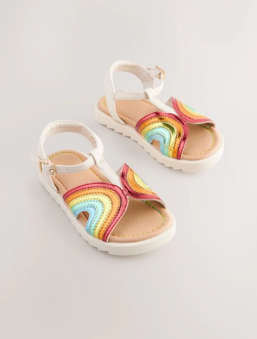 Next Rainbow Metallic T-Bar Sandals