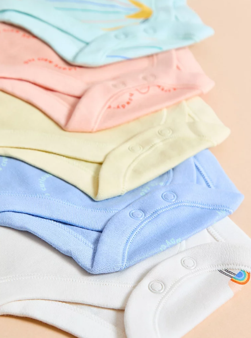 George Pack of 5 Little Angels Pastel Fun Sunshine Bodysuits