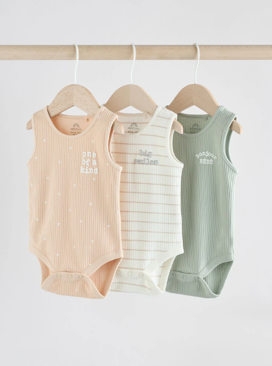 Next Pack of 3 Neutral Sleeveless Bodysuits