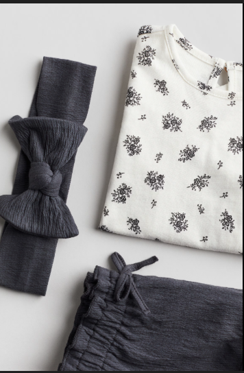 H&M 3pc Shirt & Short with Headband Set