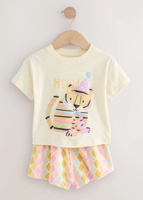 Next "Meow" Shirt & Shorts Set