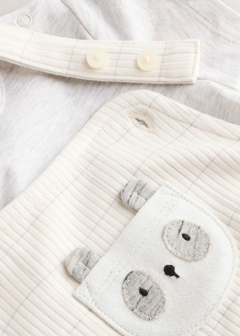 Next Panda Dungarees and Bodysuit