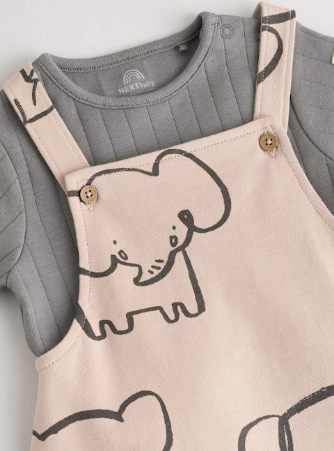 Next Mono Elephant Dungarees