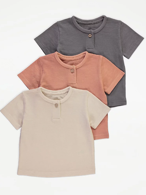 George Pack 3 Button Neck T-Shirts