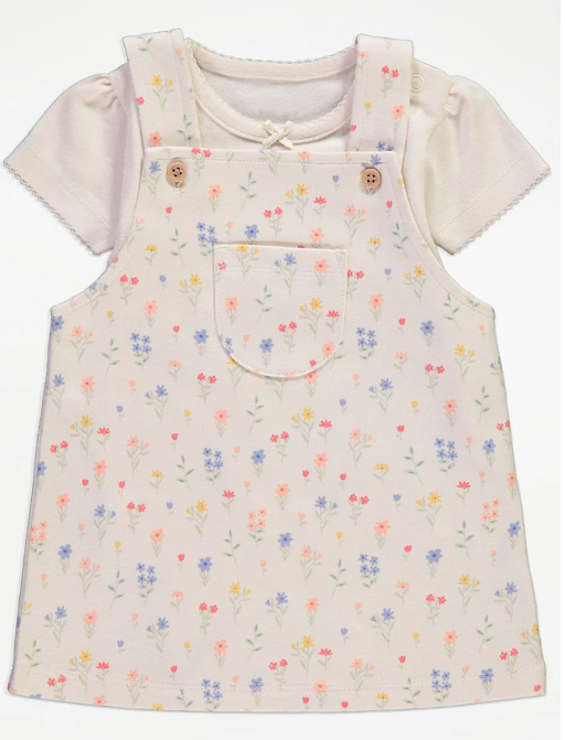 George Floral Pinafore Dress and Bodysuit Outfit