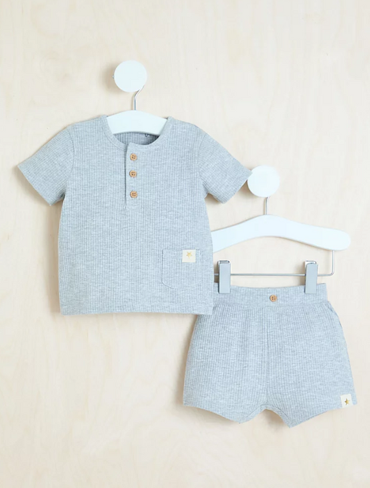 George Button Neck Shirt & Shorts Set