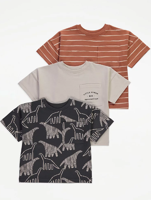 George "Little Human Big Imagination" Pack of 3 Shirts
