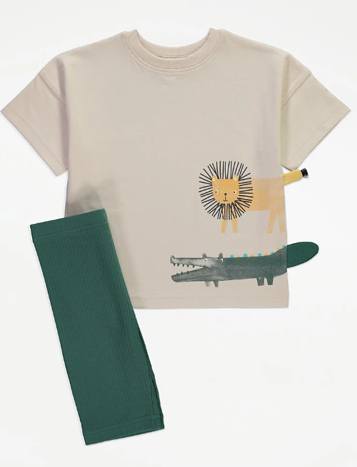 George Lion and Crocodile Shirt & Shorts Set