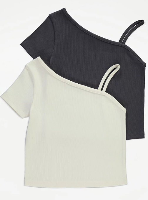 George Pack Of 2 Cropped One Shoulder Tops