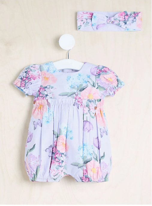 George Floral Romper and Headband Set