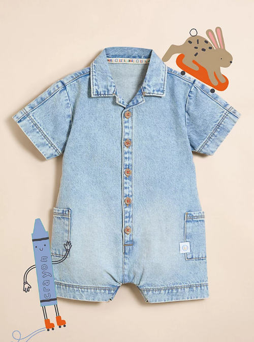 George Light Wash Denim Romper