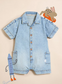 George Light Wash Denim Romper