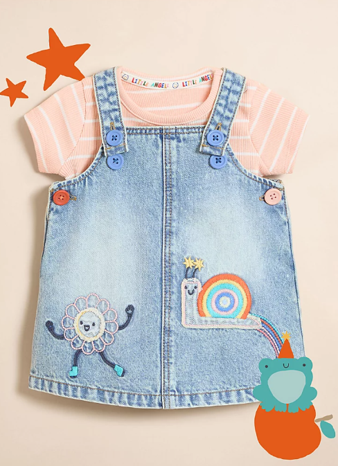 George "Little Angels" T-Shirt and Denim Pinafore Outfit