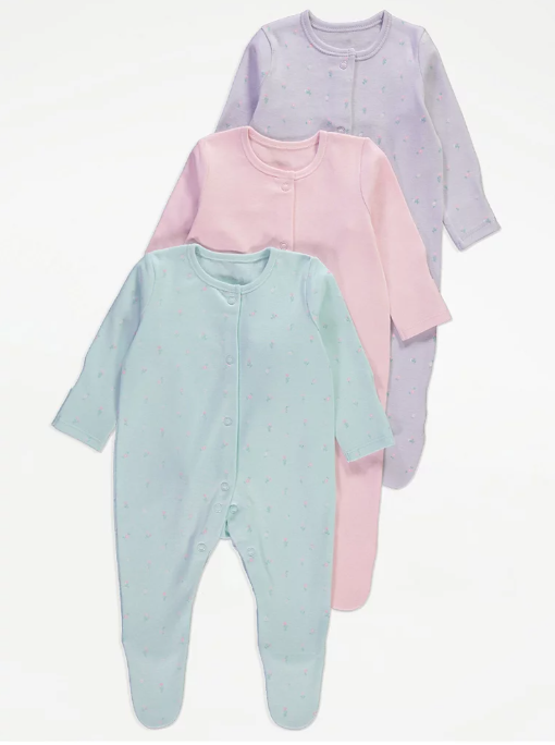 George Pack of 3 Floral Sleepsuits