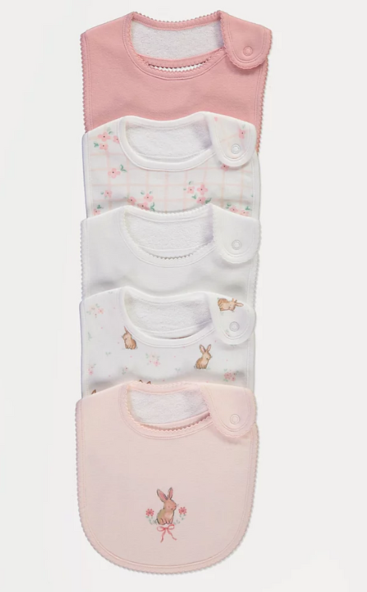 George Pack of 5 "Mummy Daddy" Floral Bibs