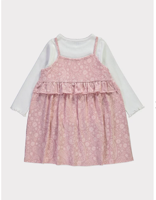 George Paisley Ruffle Dress long Sleeves