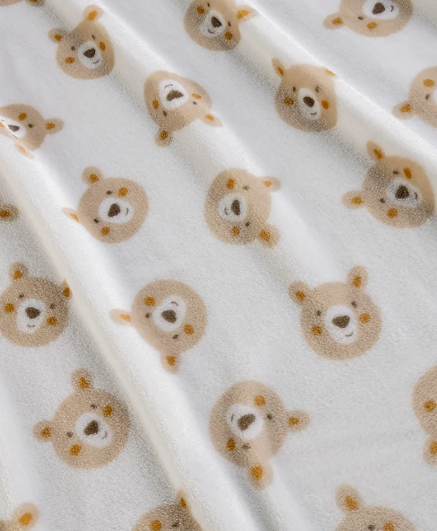 George Natural Bear Print Fleece Blanket