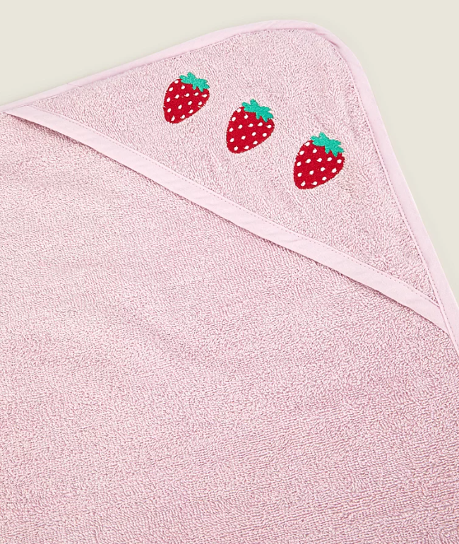 George Embroided Strawberry Hooded Towel