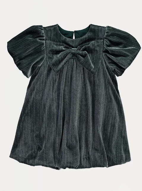 George Bow Glitter Short Puff Sleeve Dress