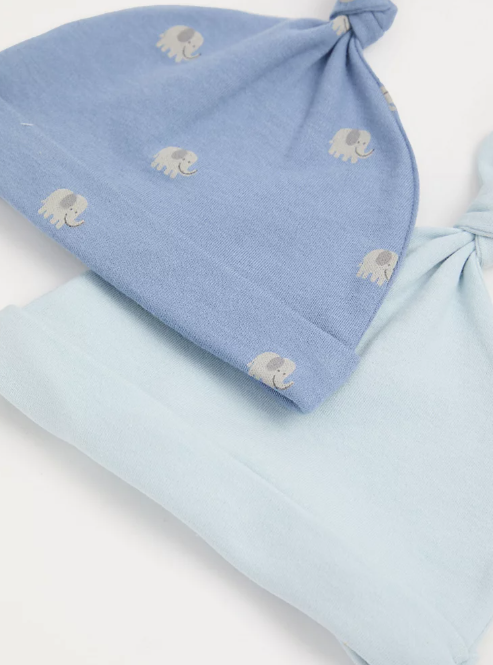 George Pack of 2 Elephant Print Hats and Mittens Set