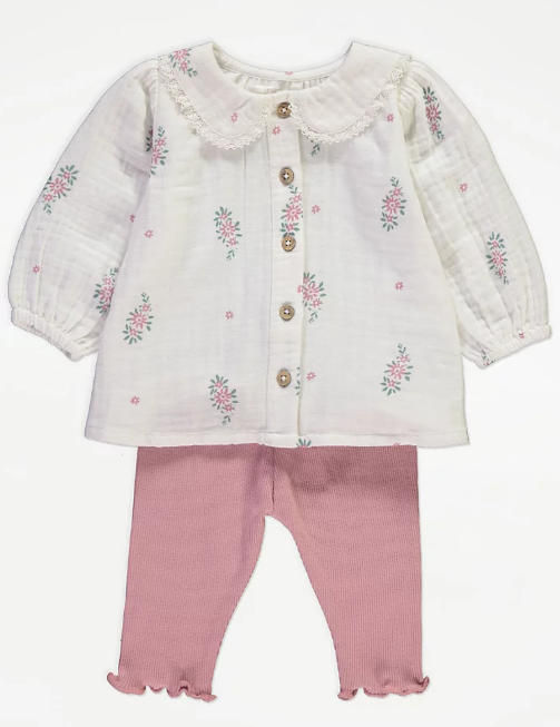 George Collared Blouse and Trouser Set