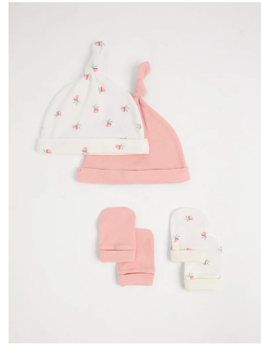 George Floral pack of 2 Caps & mittens Set