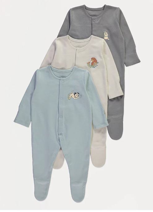 George Pack of 3 Disney Classics Sleepsuits