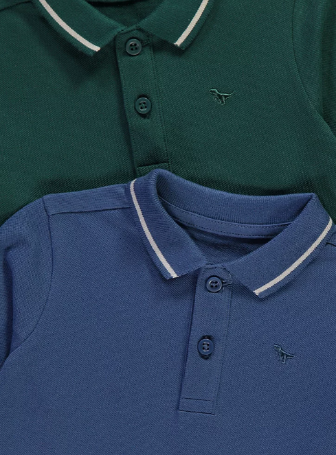 George Pack of 2 Tipped Long Sleeve Polo Shirts