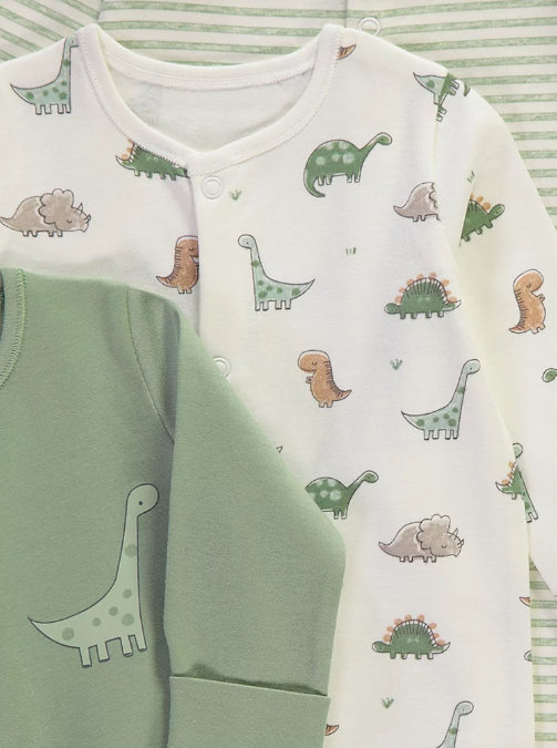 George Dino Print Pack of 3 Sleepsuits