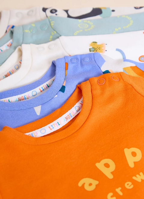 George Pack of 5 "Happy Crew" Long Sleeve Bodysuits
