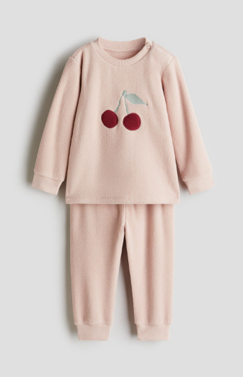 H&M Embroided Cheery Shirt & Trouser Set