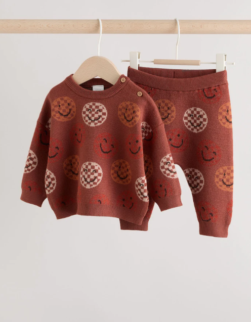 Next Smiley Knitted Shirt and Trouser Set
