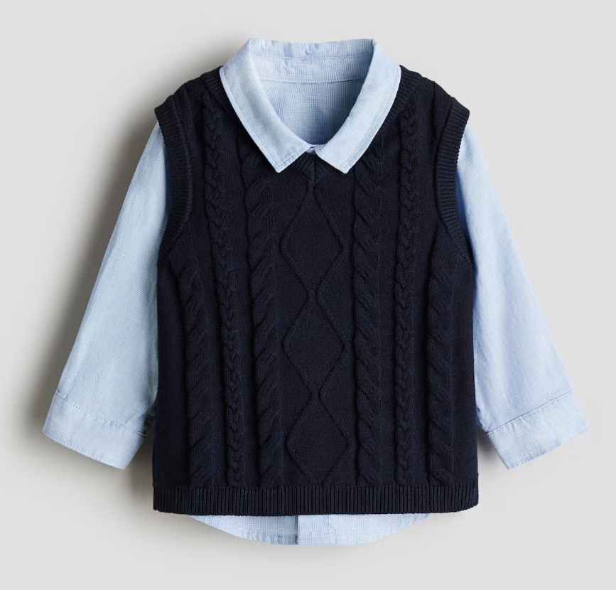 H&M 2pc Shirt and Sweater Vest Set