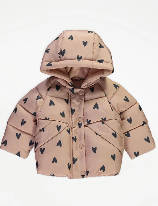 George Tan Heart Padded Hooded Coat