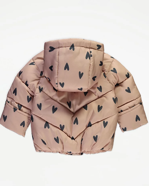 George Tan Heart Padded Hooded Coat
