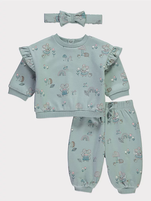 George Mouse Print Sweatshirt Trouser and Headband Set