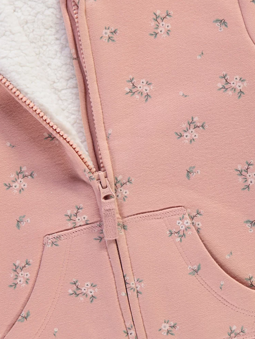 George Floral Borg Lined Zip Up Hoodie