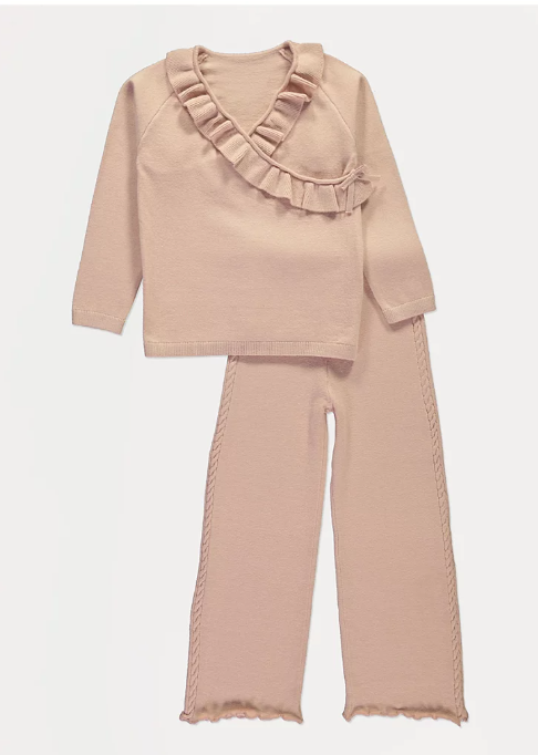 George Frill Collared Wrap Top & Trouser Set