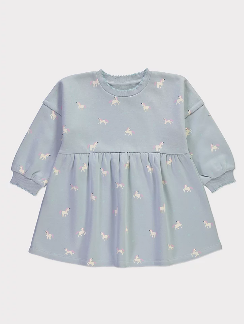 George Unicorn Print Long Sleeve Sweat Dress