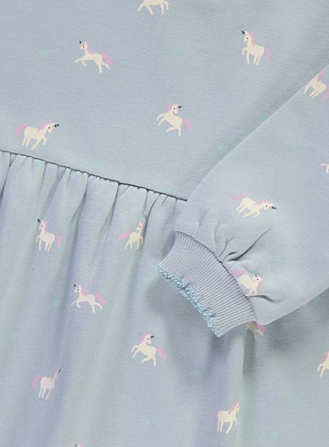 George Unicorn Print Long Sleeve Sweat Dress