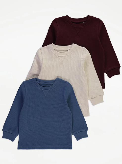 George Pack of 3 Waffle Long Sleeve Shirts