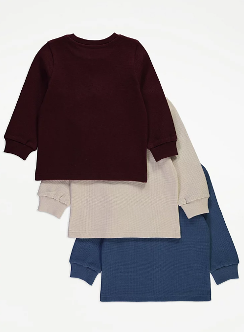 George Pack of 3 Waffle Long Sleeve Shirts