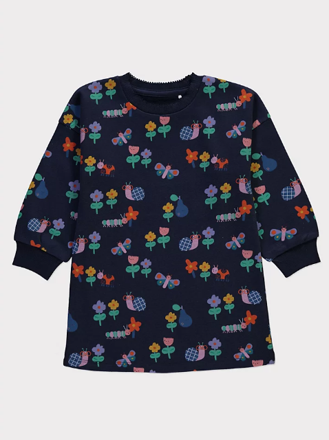 George Bug Print Long Sleeve Sweat Dress