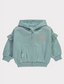 George Teal Frill Sleeve Heart Embroidery Zip Hoodie